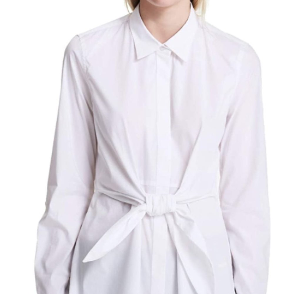 Calvin Klein Tie Waist Button Down Shirt, White sz Medium M (available!)